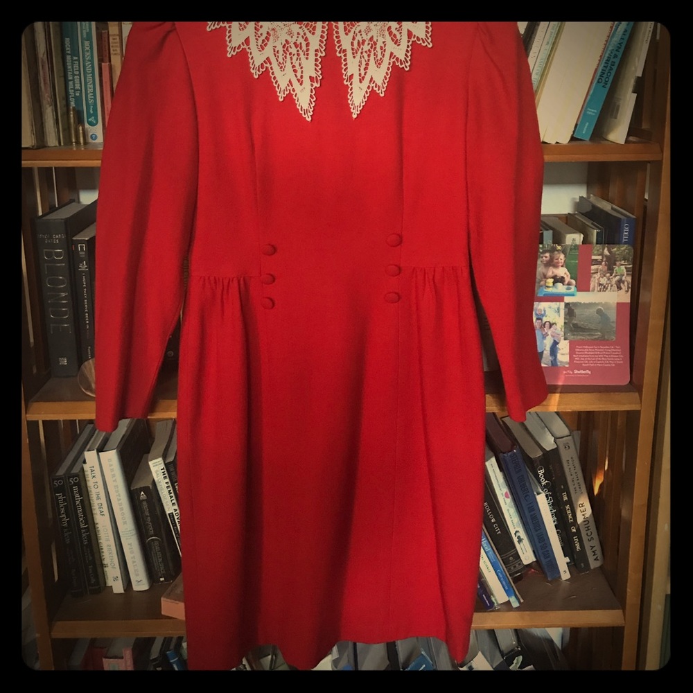Vintage lace collar wool Lanchi dress